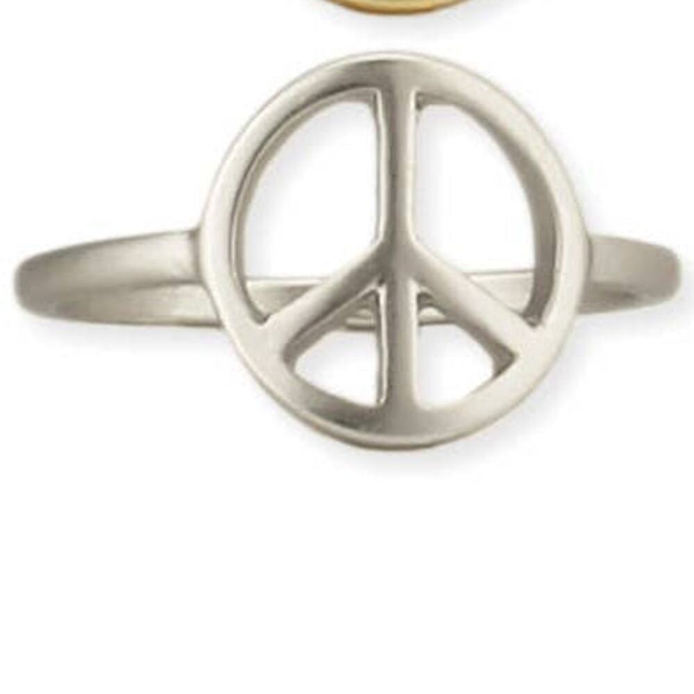 Peace Sign Cutout Ring Set | Silver Plated Metal